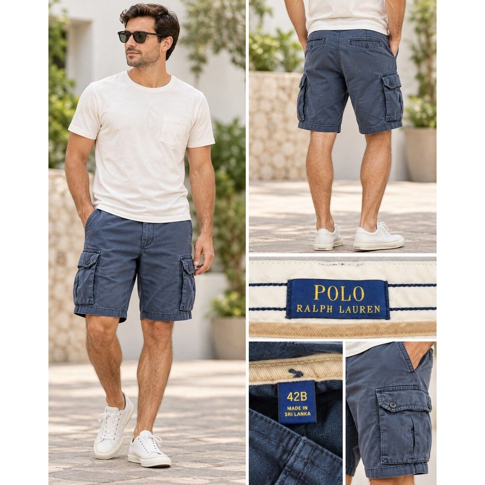 Polo Ralph Lauren Men’s 42B Navy Blue Cargo Shorts Classic Fit Utility Pockets